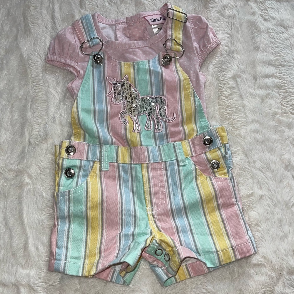 Unicorn overall set 12 mos